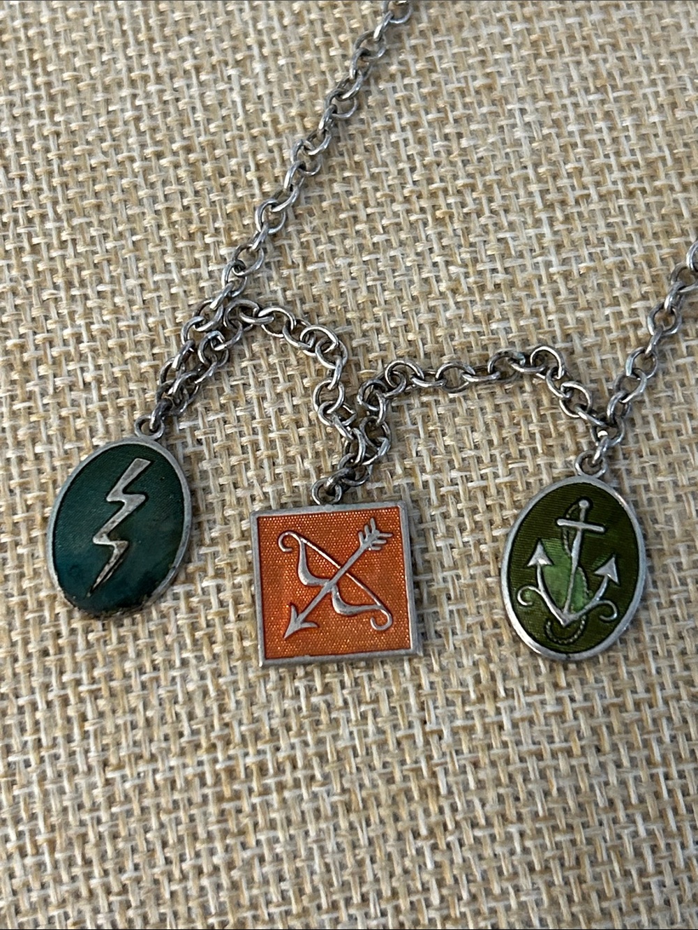 Cathy waterman Two hearts Enamel Charm Necklace marked 925 on sterling chain